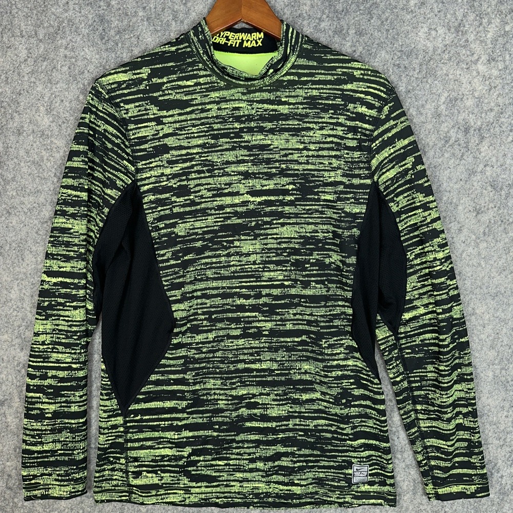 Nike Pro Combat Shirt Mens M Green Long Sleeve Hyperwarm Dri Fit Max Fitted Camo